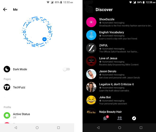 Activate or Deactivate Dark Mode Facebook Messenger