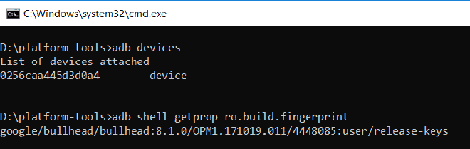 android device build fingerprint