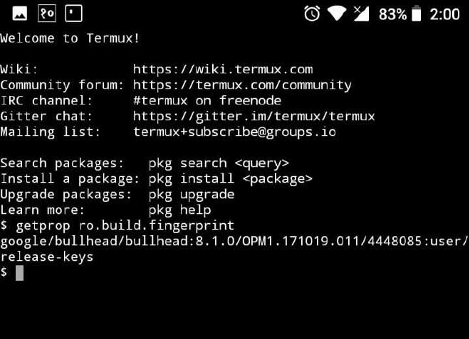 termux nexux 5x build fingerprint