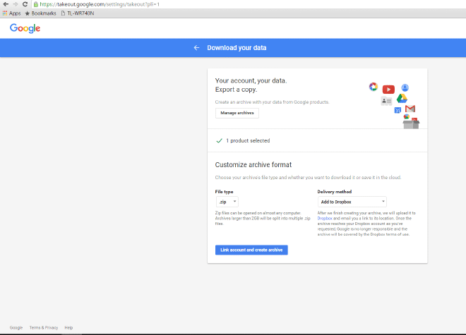 link account create archive