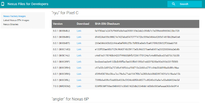 nexus factory images