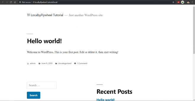 WordPress Hosted Locally using Local by Flywheel