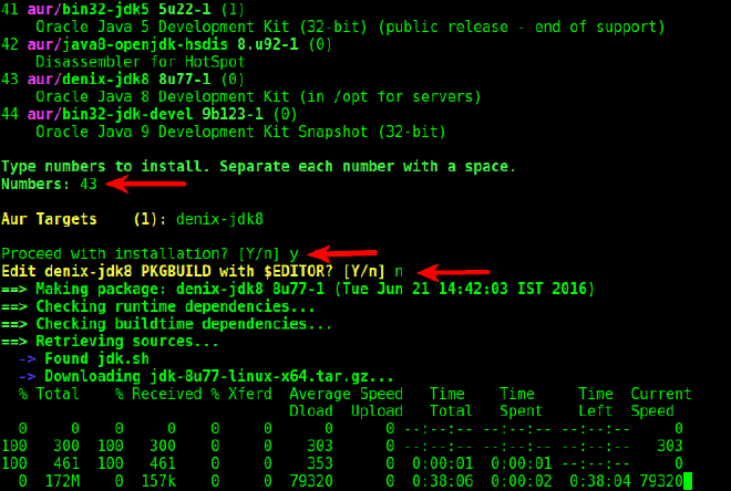 install java jdk arch llinux