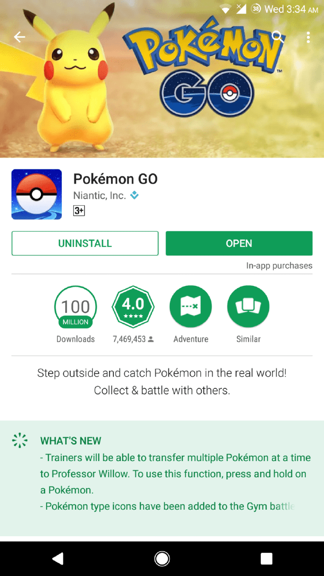 Pokemon Go playstore