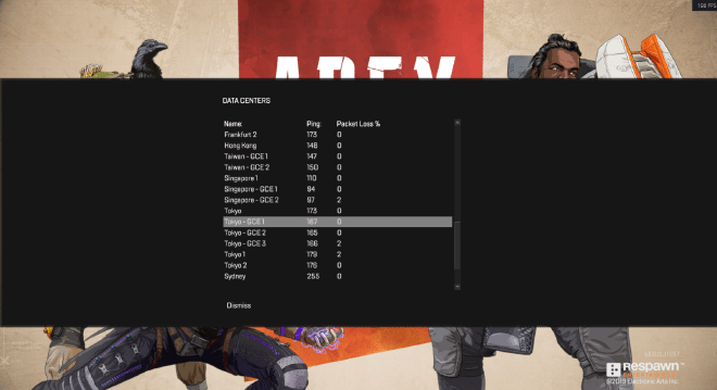 Choose Data Centers Apex Legends
